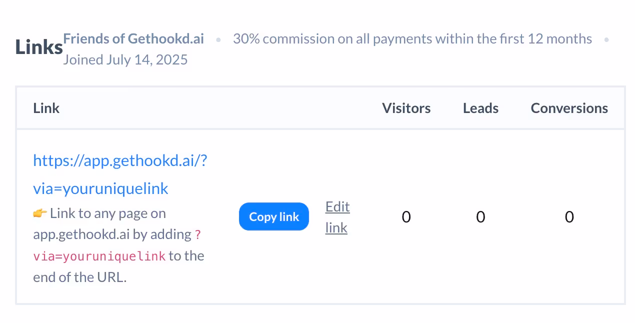 GetHookd referral links