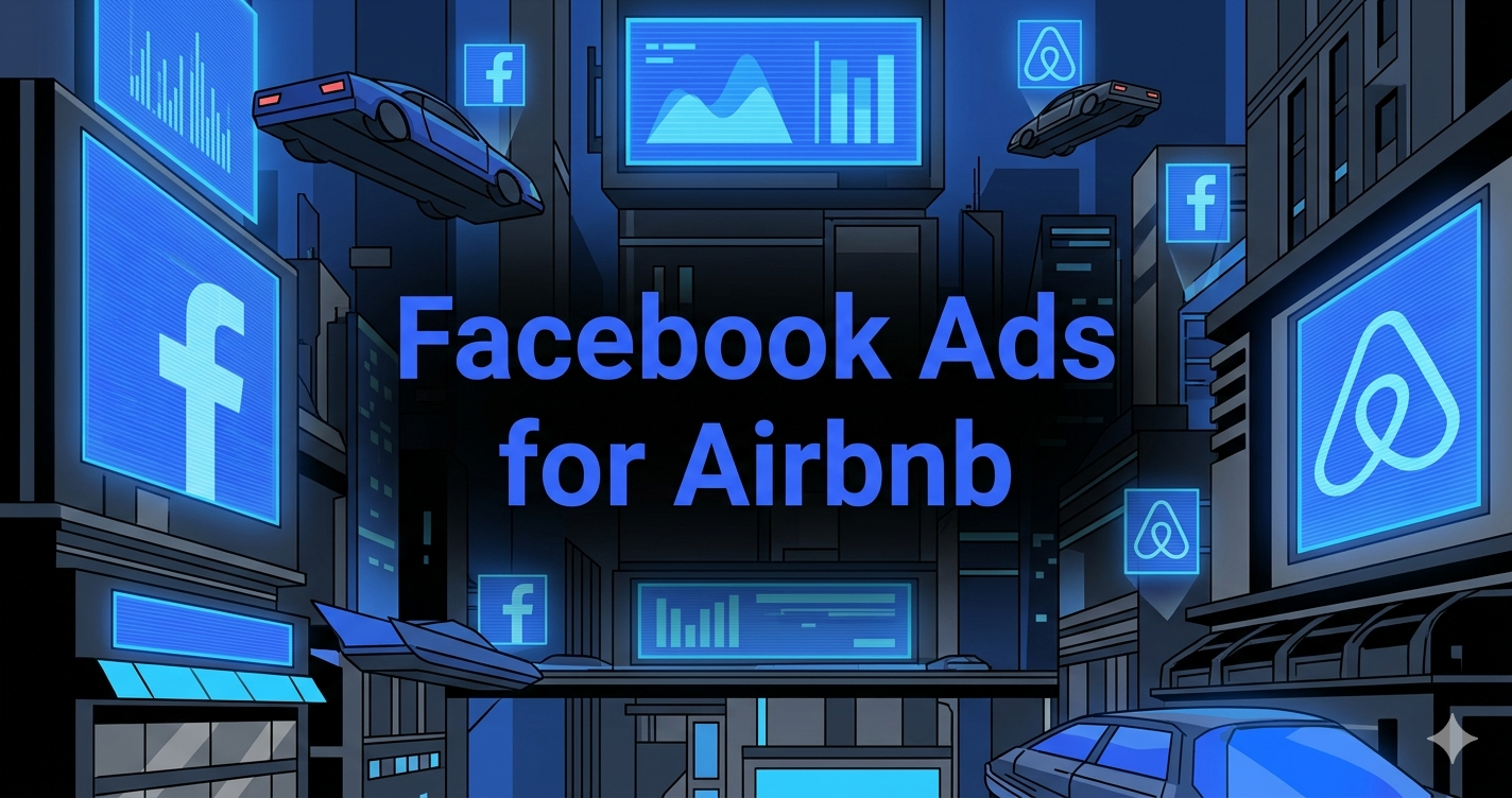 Facebook and Airbnb logos shown together to illustrate Facebook Ads for Airbnb listings strategy.