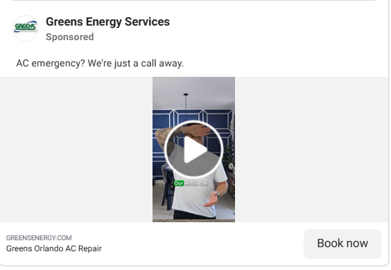 Greens Energy Services Facebook ad leading with a direct question to stop the scroll.
