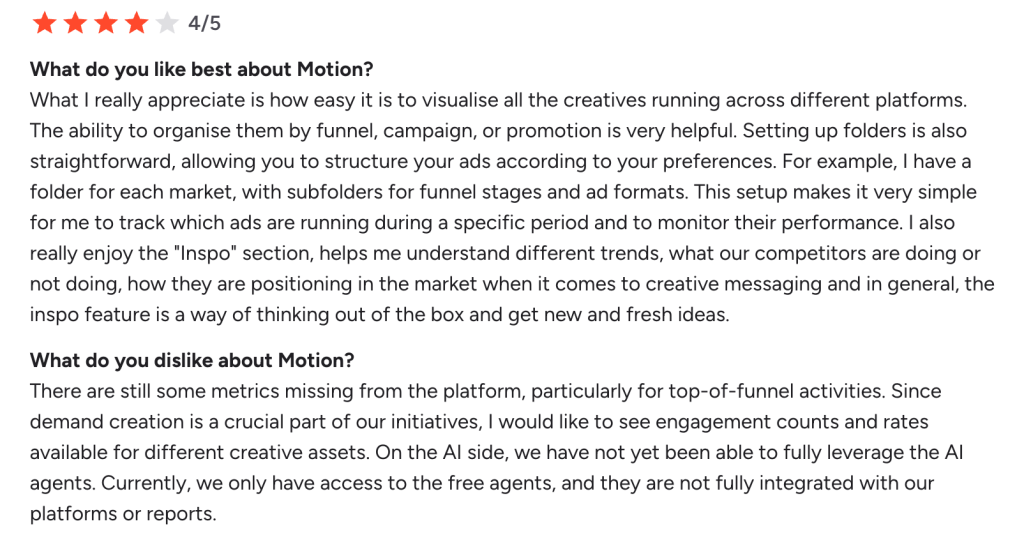 A 4-star review on Motion.