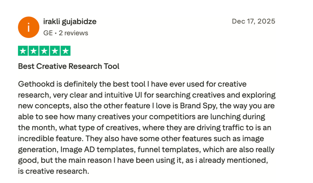 A 5-star review on GetHookd.