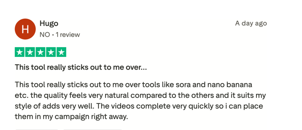 A 5-star review on MakeUGC.