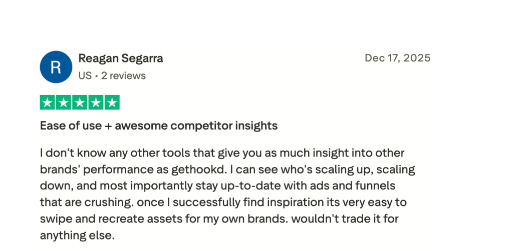 A 5-star review on GetHookd.