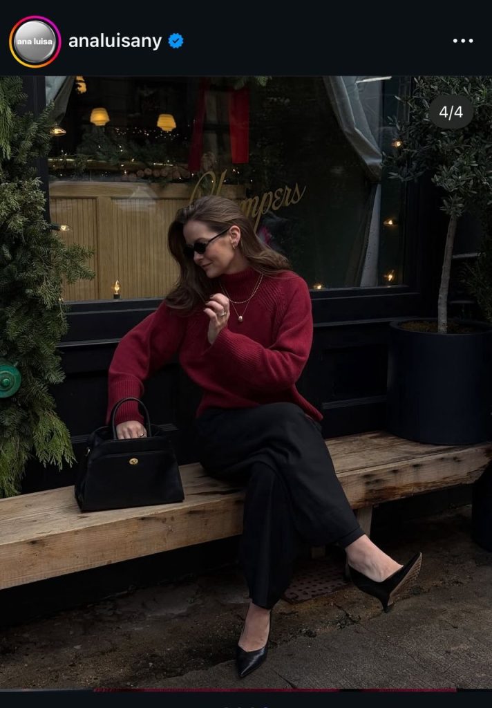Ana Luisa Instagram lifestyle ad featuring a woman wearing layered gold necklaces.