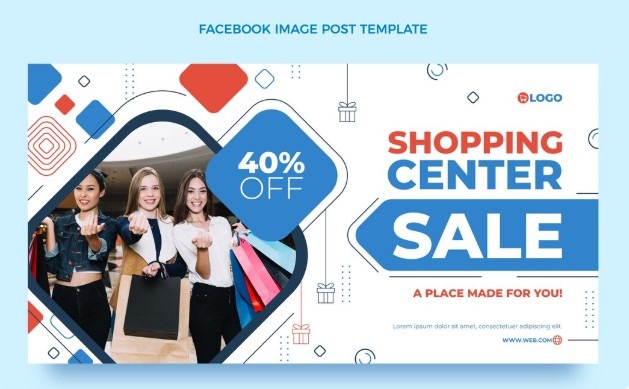 Facebook Marketplace image ad template promoting a 40% off shopping center sale.