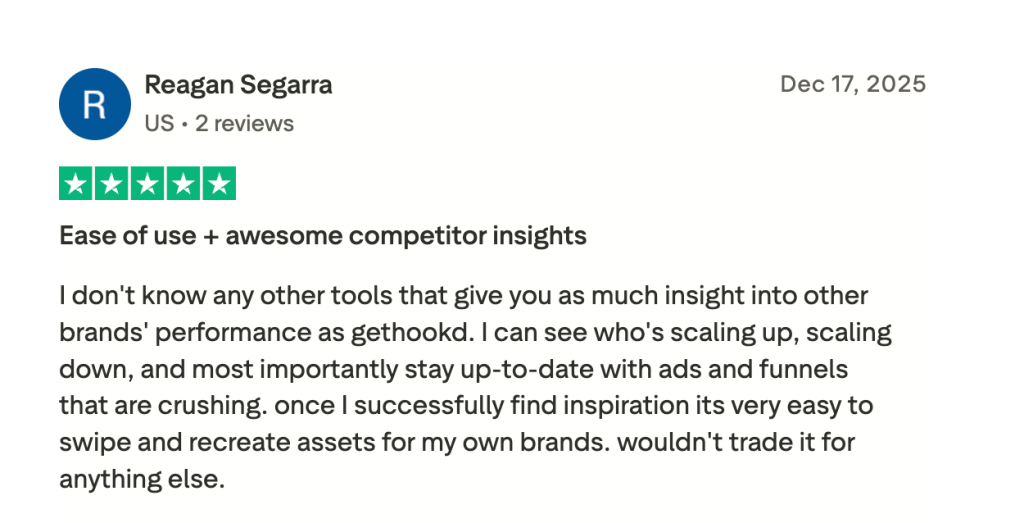 A 5-star review on GetHookd.