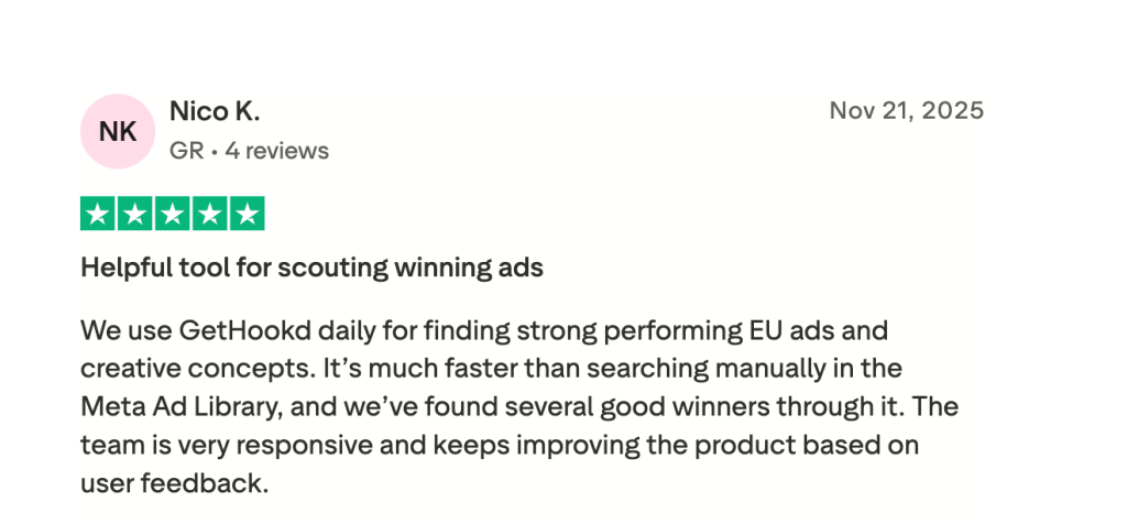 A 5-star review on GetHookd.