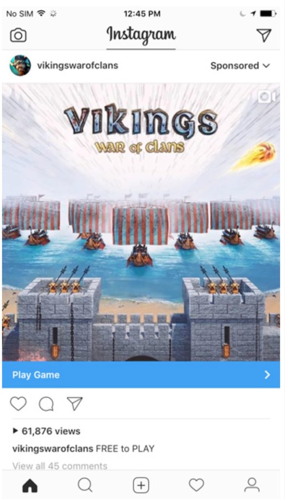 Instagram video ad for the mobile game Vikings.