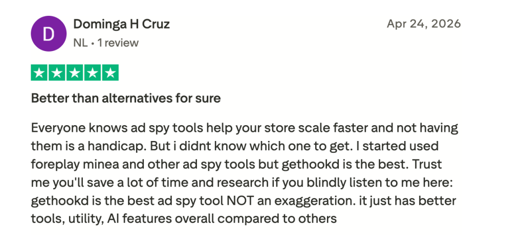 A 5-star review on GetHookd.