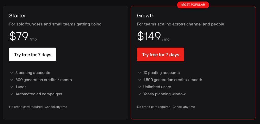 Blaze AI’s packages, beginning at $79/mo