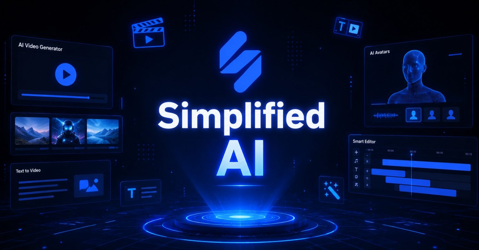 Futuristic illustration of Simplified AI’s core features.