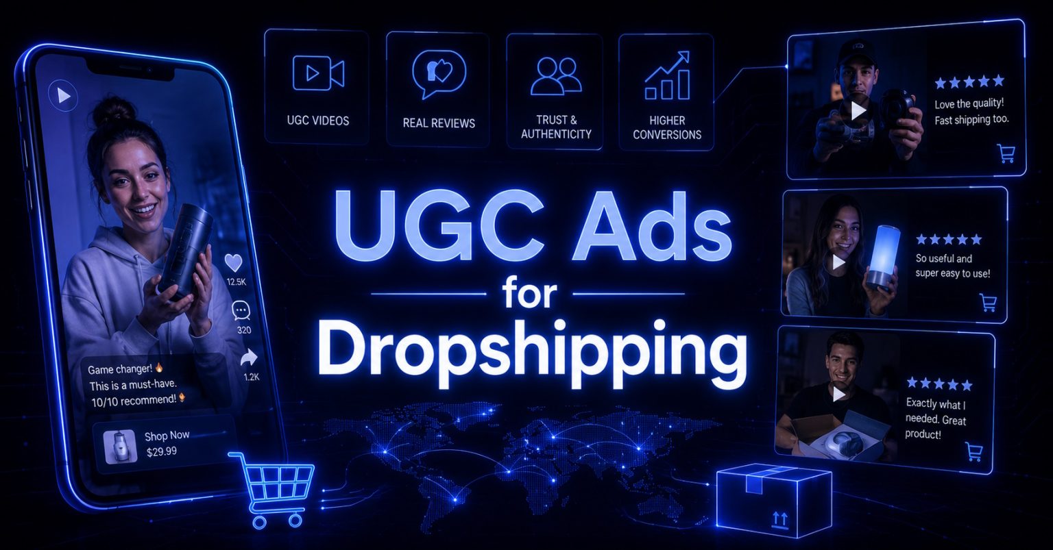 Futuristic illustration of UGC Ads examples.