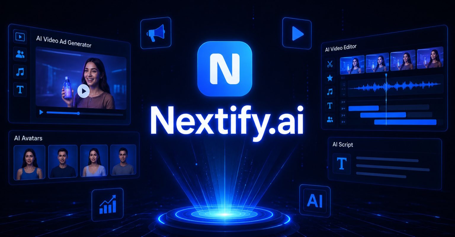 Futuristic illustration showing Nextify.AI’s core features.