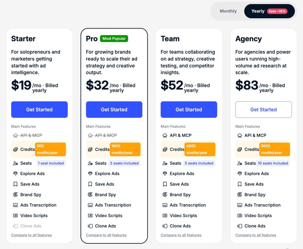 GetHookd’s pricing plans, which begin at $19/mo on annual billing
