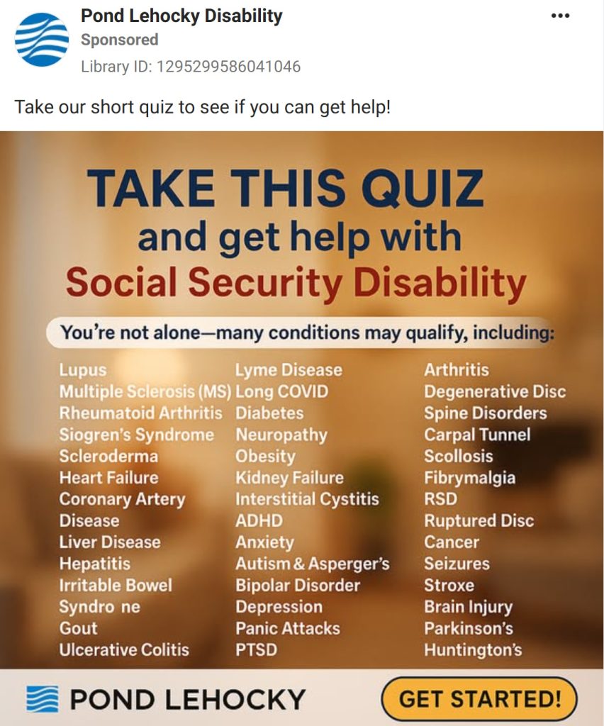 Interstitial ad from Pond Lehocky Disability