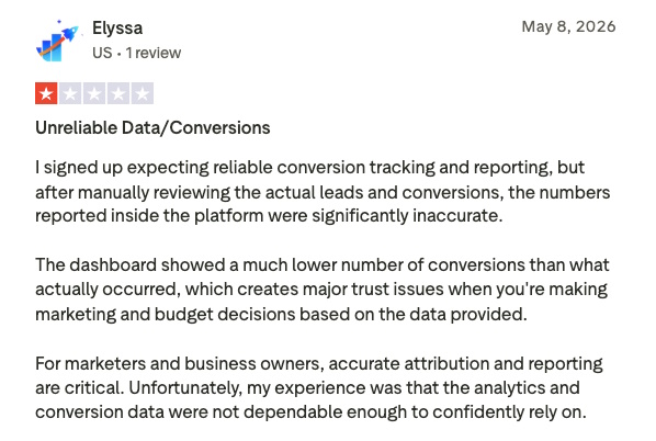 Screenshot of a user’s one-star review for Ryze AI.