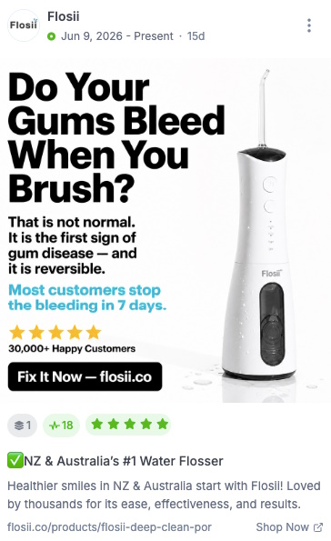 Screenshot of an Instagram ad hook showing a customer’s pain points.