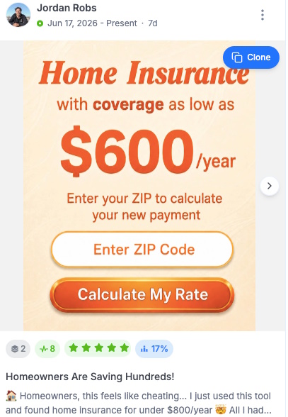 Screenshot showing a quote ad CTA ad. 