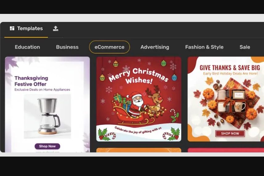 Screenshot showing some of Simplified AI’s ad templates.