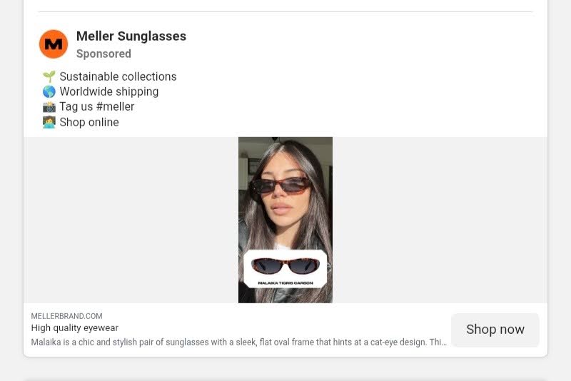 Three "Sunglasses Sales" ad panels featuring models wearing sunglasses, each promoting up to 50% off.