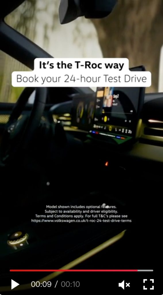 TikTok automotive ad that gives a preview of the Volkswagen T-Roc
