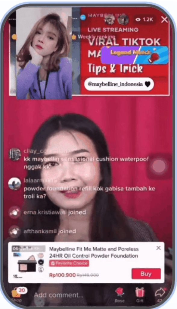 Woman promoting Maybelline products on TikTok