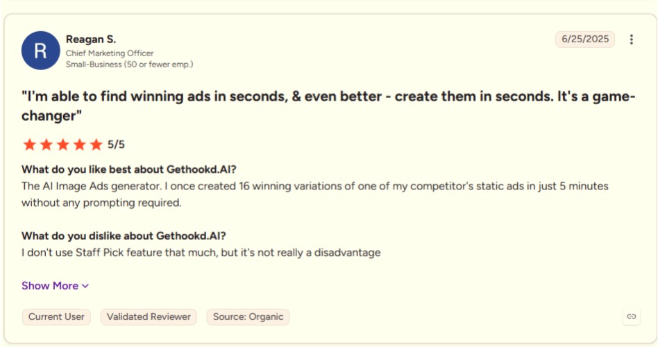 GetHookd G2 review page showing a 4.8 out of 5 rating.