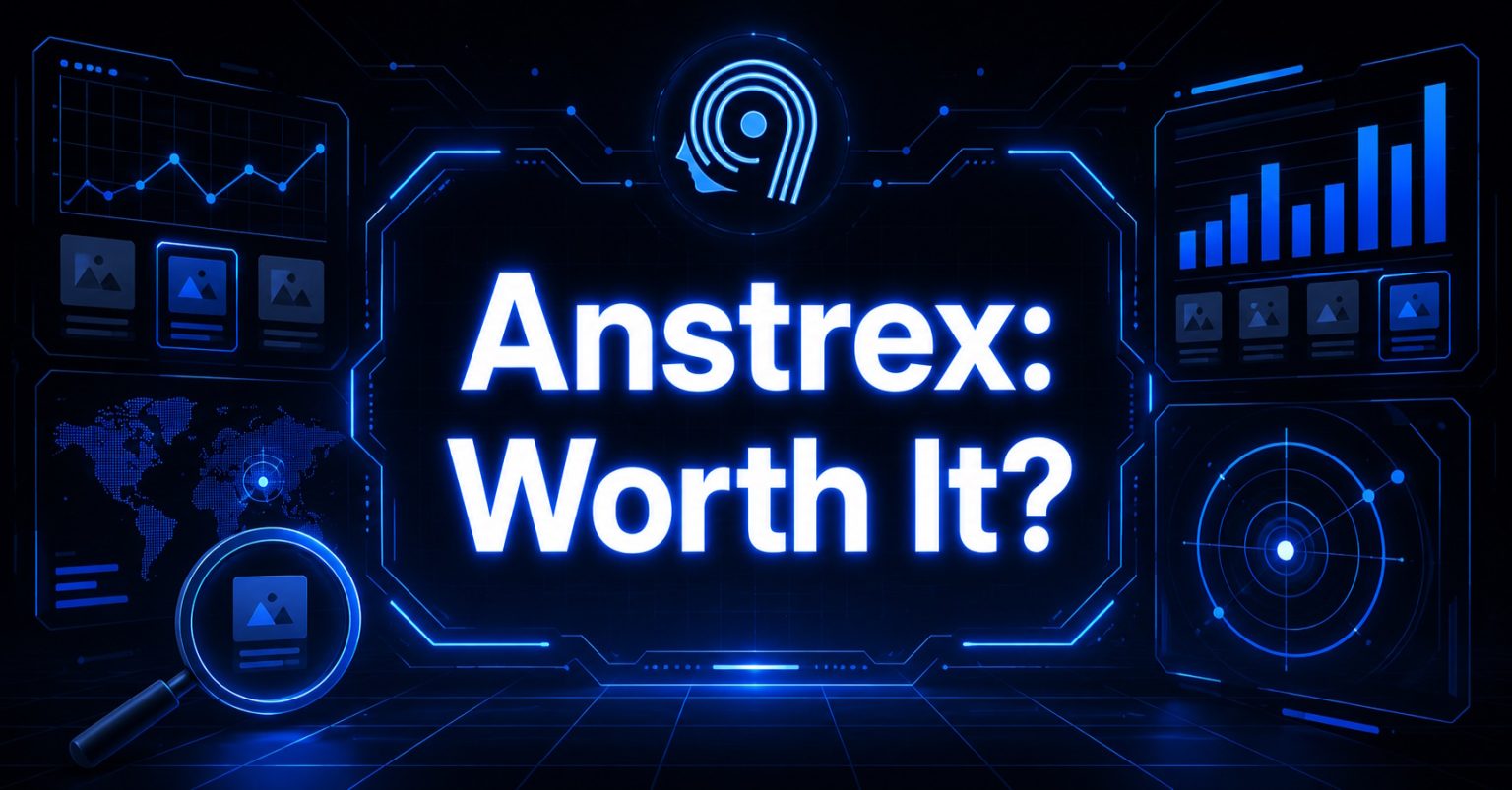 Cyberpunk illustration showing Anstrex’s key features.