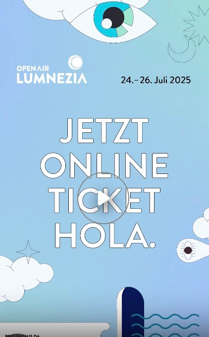 Open Air Lumnezia TikTok ad promoting online ticket sales for the July 2025 Swiss alpine festival.