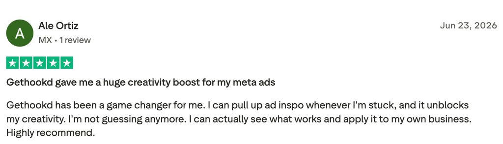 Review highlighting GetHookd’s extensive ad library