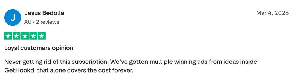 Review highlighting winning ad ideas gotten from GetHookd