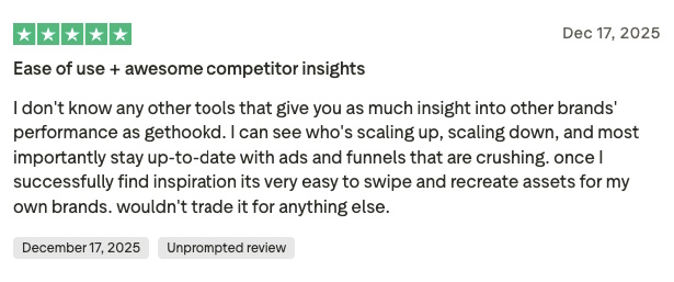 Screenshot of a GetHookd user’s review.