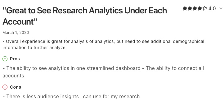Screenshot of a user’s review for AdStage.