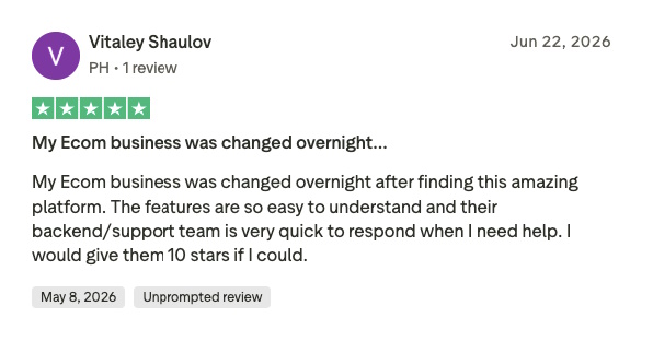 Screenshot of a user’s review for GetHookd.