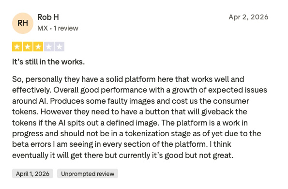 Screenshot of a user’s review for Holo AI.