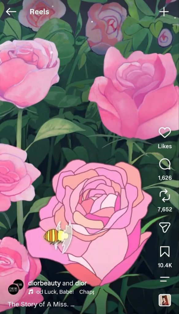 Screenshot of Dior’s animated Instagram film