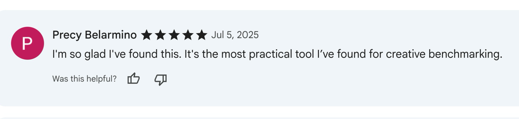A 5-star GetHookd review praising the extension as a practical tool for creative benchmarking.