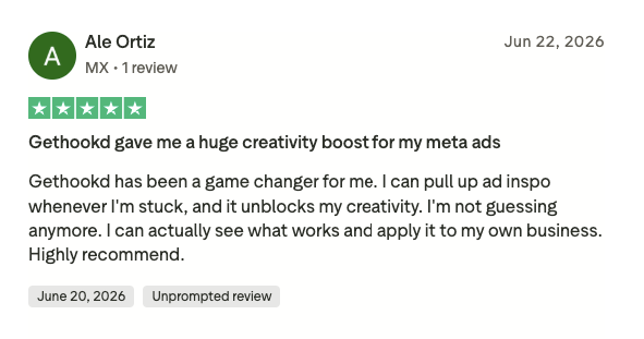 A GetHookd user’s 5-star review.