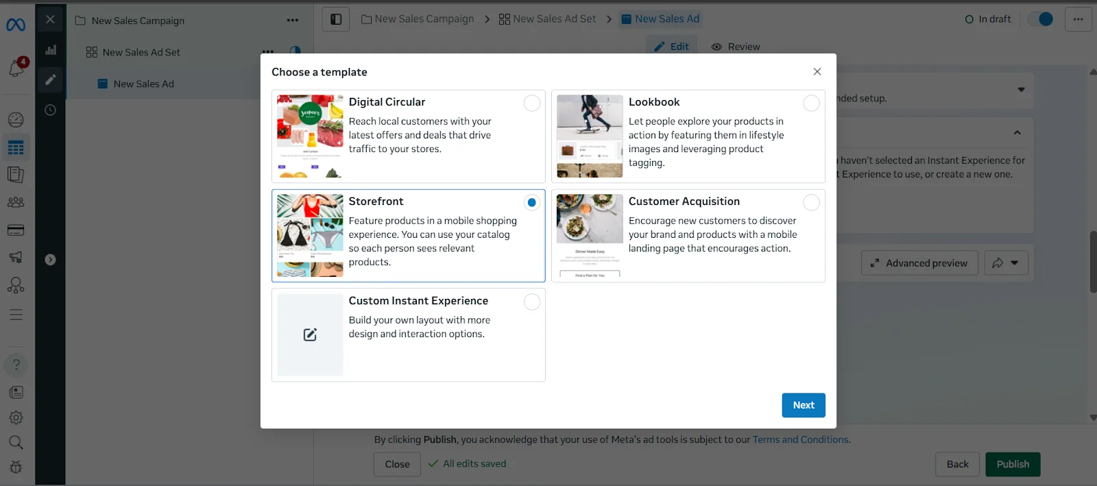 Step 4: Choose Your Instant Experience Template