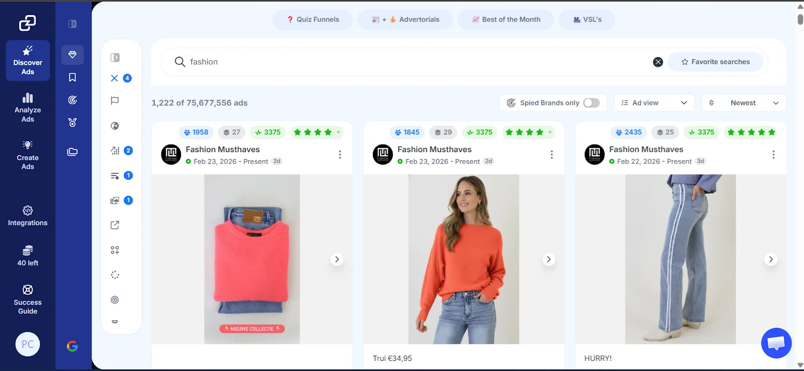 Search 65M+ Meta ads by niche to see what is already converting in your market before you spend on production