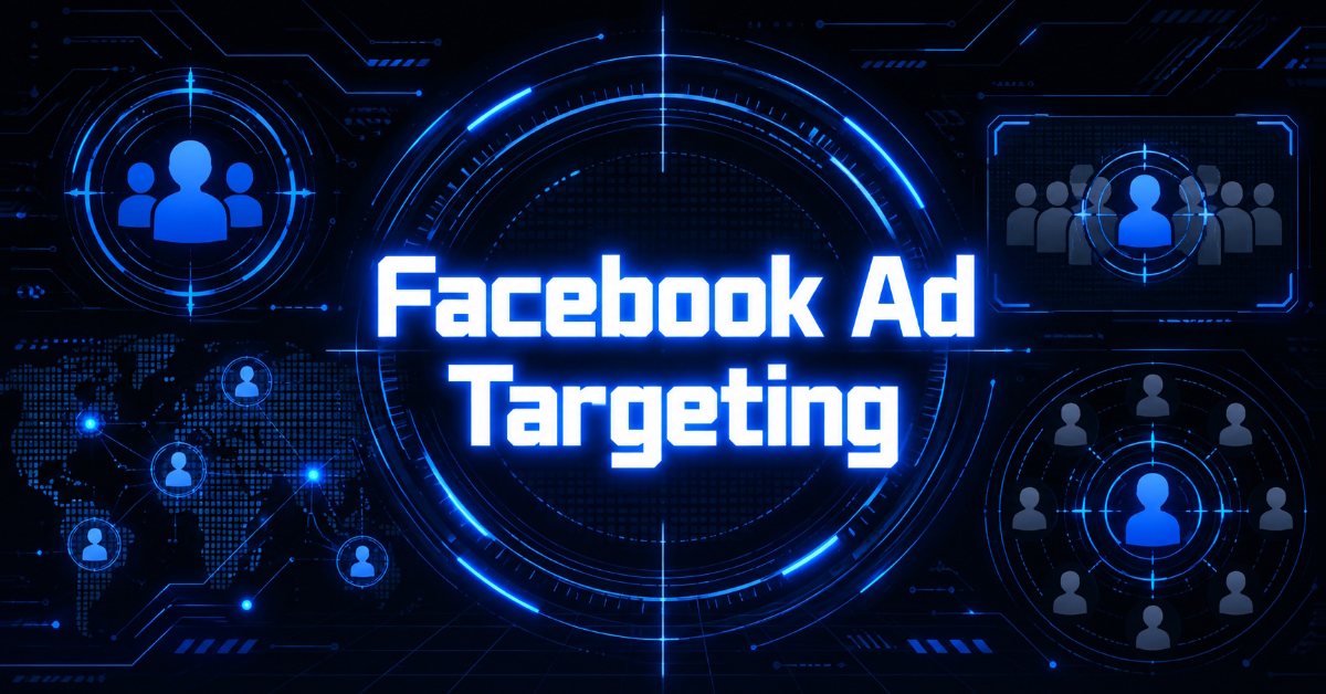 A cyberpunk illustration showing Facebook ad targeting.