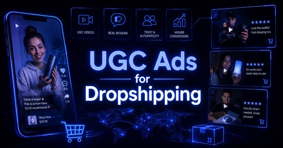 Futuristic illustration of UGC Ads examples.