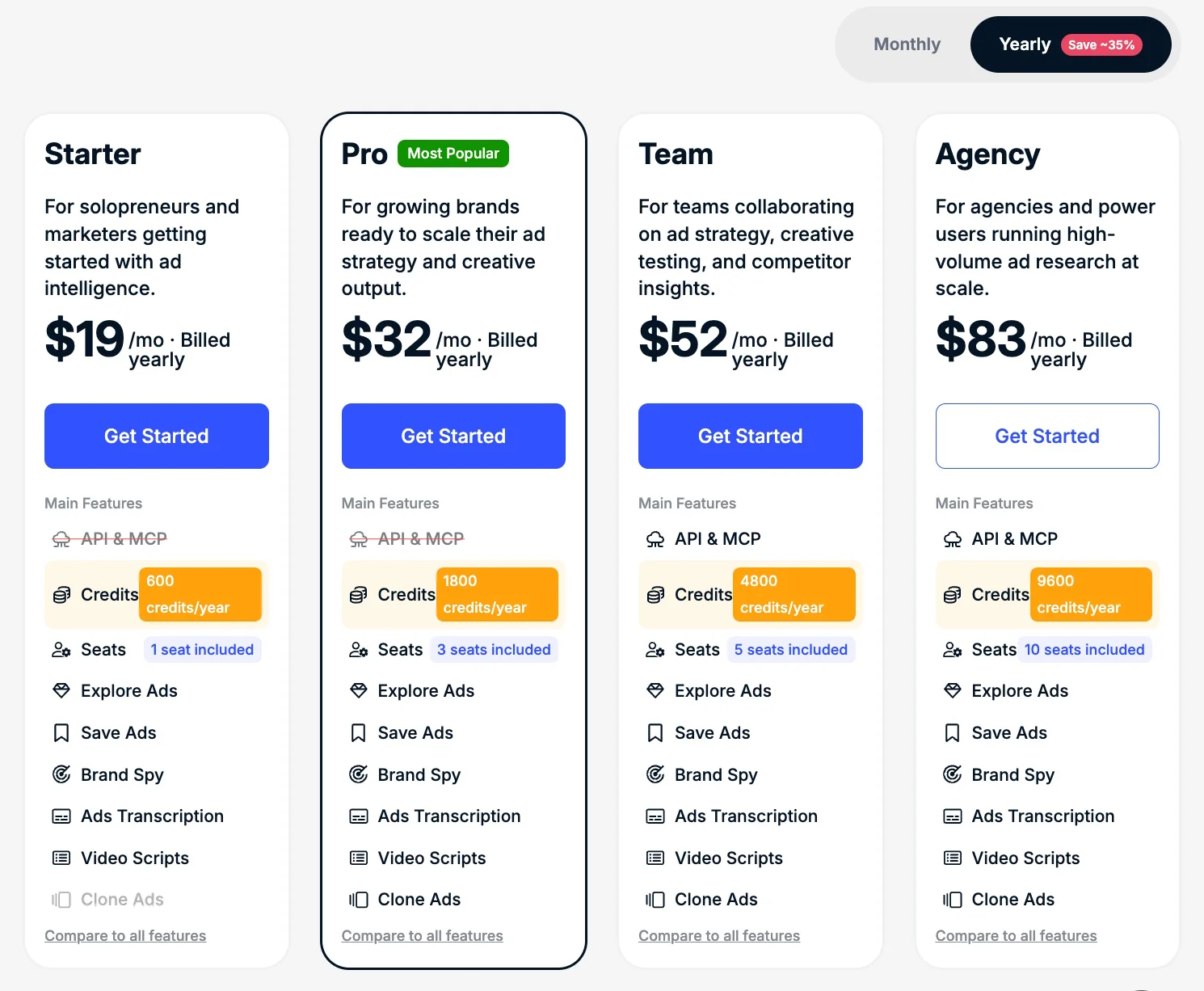 GetHookd’s pricing plans, which begin at $19/mo on annual billing