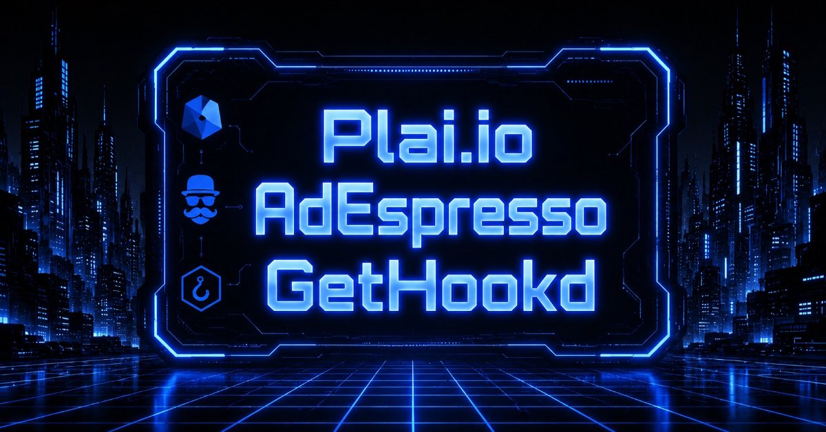 "Plai.io AdEspresso GetHookd" logos of three ad platforms featured in this pricing and features comparison.
