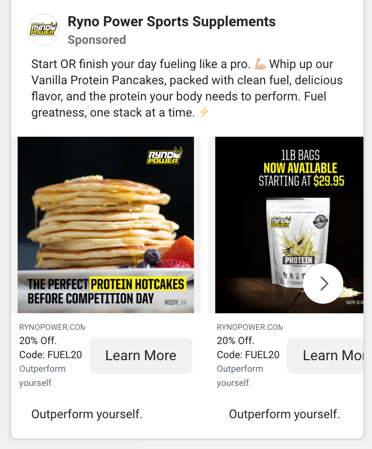 Screenshot of Ryno Power’s ad
