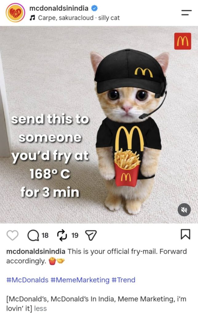 McDonald’s India’s cat meme
