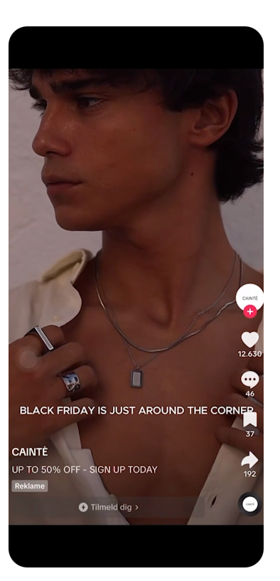 Screenshot of CAINTÈ’s ad for their men’s watches and jewelry 
