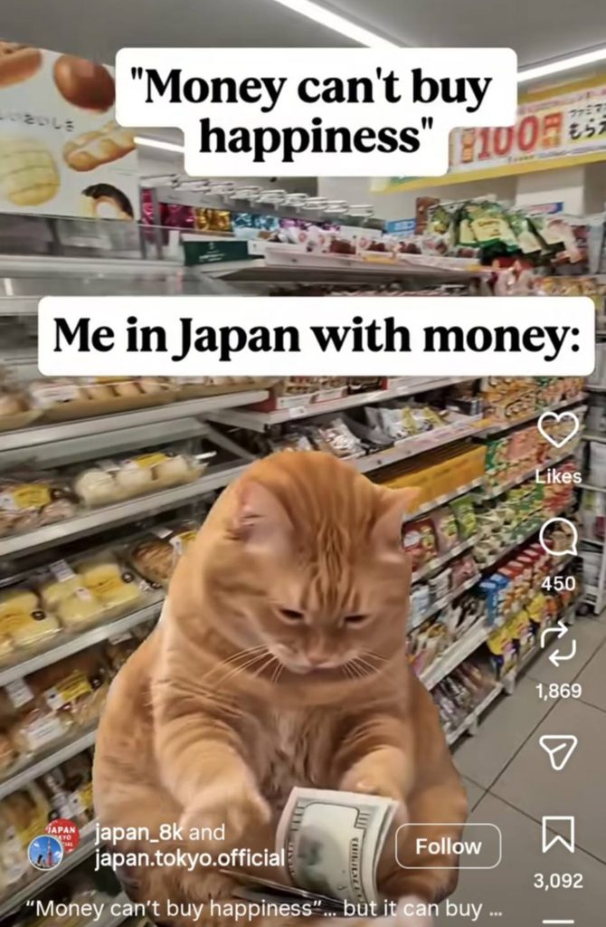 Japan Tokyo’s media meme of a cat holding money