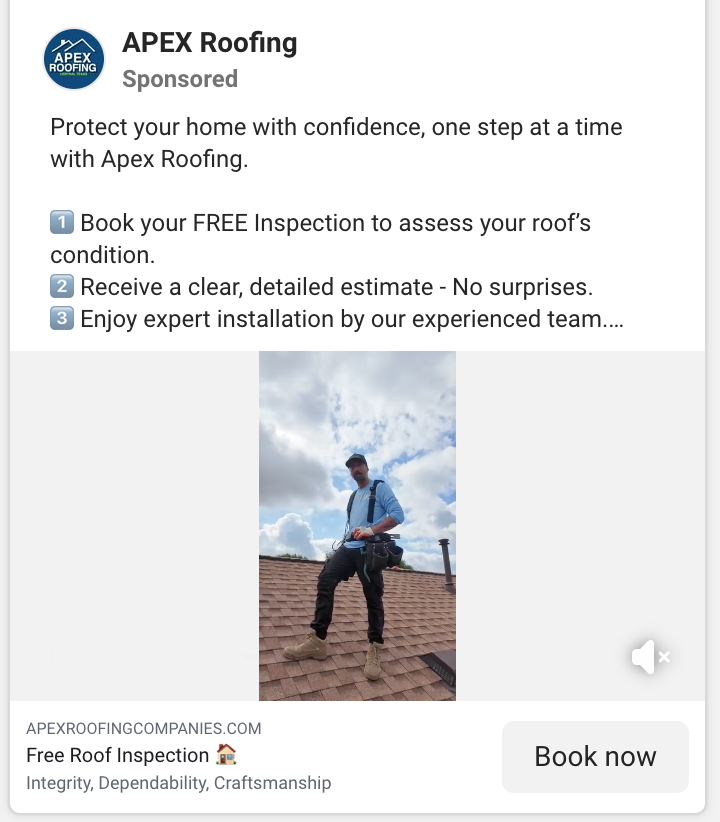 APEX Roofing’s Instagram ad