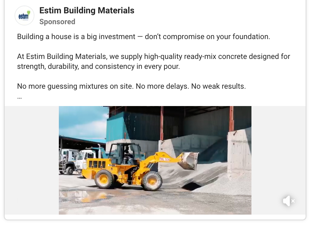 Estim Building Materials’ ad